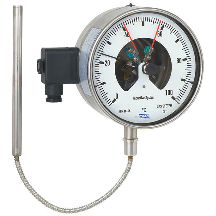 TGS55 bimetal thermometer with live contacts