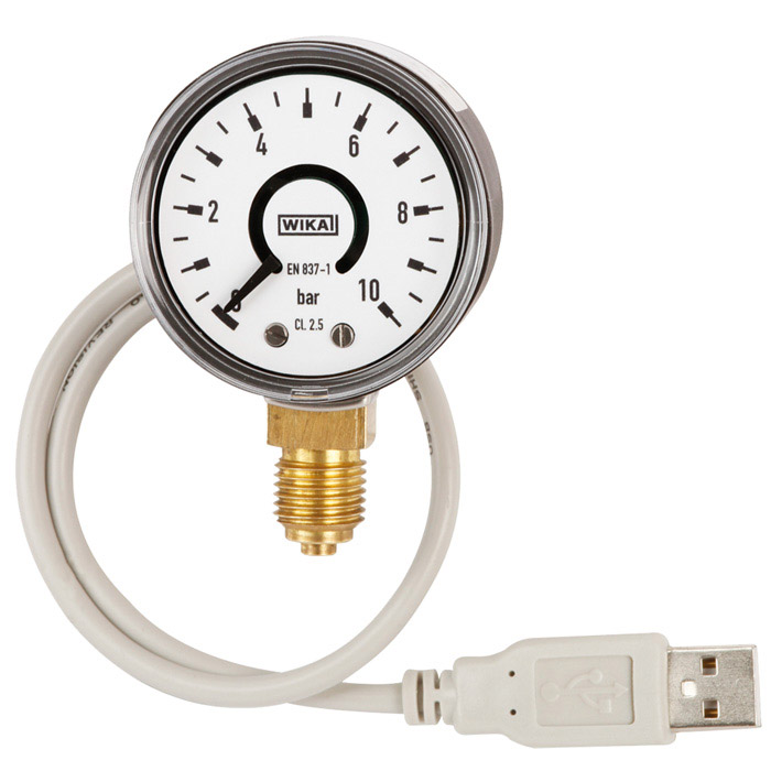 PGT10 USB Bourdon tube pressure gauge with live signal output