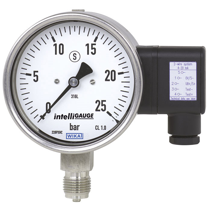 PGT23.100, PGT23.160 Bourdon tube pressure gauge with live signal output